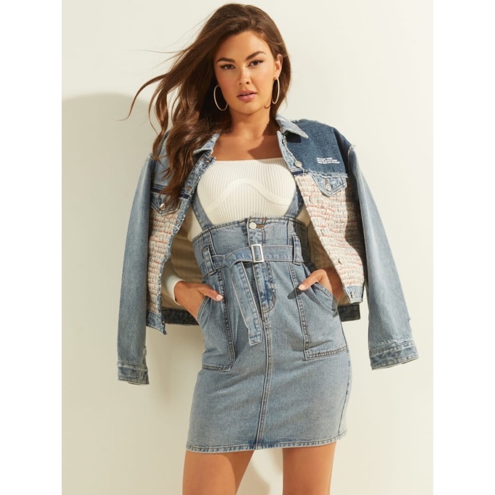 New GUESS Women’s Patchwork Denim Jacket - Picture 2 of 7